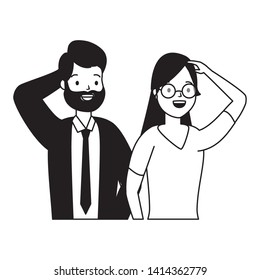 diversity man and woman characters on white background vector illustration