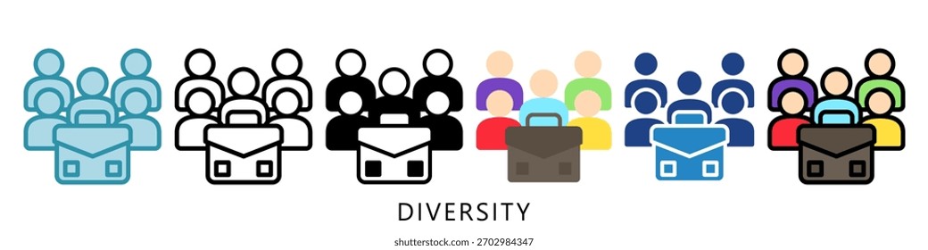 Icono de la mini ilustración de la diversidad. Uso Para El Concepto Moderno, Impresión, Ui, Ux Kit, Web Y Desarrollo De App. Vector Relacionado Con Finanzas De Negocios, Administración Y Más