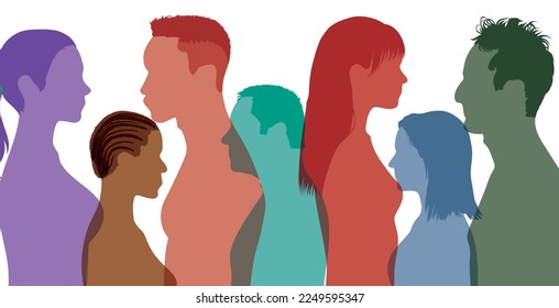 Diversity of multicultural people. Crowd of men and women of diverse culture.