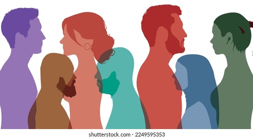 Diversity of multicultural people. Crowd of men and women of diverse culture.