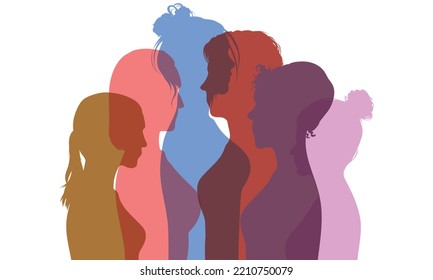 Diversity and multiculturalism as concepts of racial equality, anti-racism, and justice. Close-up faces of multicultural and multiethnic woman. Confidence in oneself.
