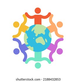 Diversity of multinational peoples. Circle icon of people of different cultures and different countries. Integration of multicultural communities. Vector illustration