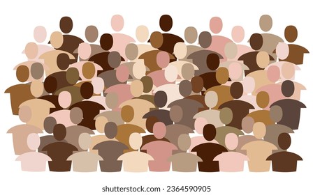 Diversity. Multiracial crowd. Workers group, community in parade or in protest. Flat style. Vector illustration. Anonymous people