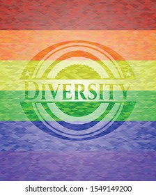 Diversity on mosaic background with the colors of the LGBT flag