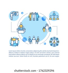 Diversity on workplace concept icon with text. Multi cultural education group. Multinational cooperation PPT page vector template. Brochure, magazine, booklet design element with linear illustrations