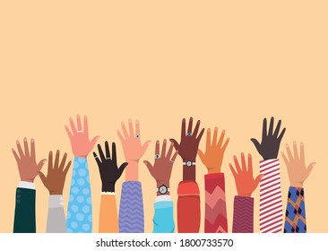 diversity of open hands up design, people multiethnic race and community theme Vector illustration