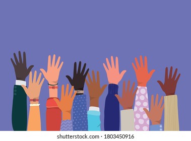 diversity of open hands up design, people multiethnic race and community theme Vector illustration