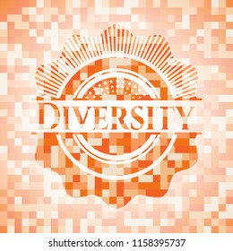 Diversity orange mosaic emblem