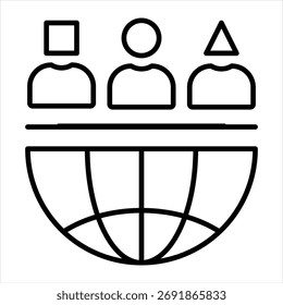 Diversity Outline Icon Illustration Vector