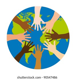 diversity over world over white background. vector illustration