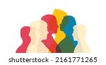 Diversity people and Banner silhouette group of adult people transgender men and women - homosexual - lesbian - gay - heterosexual with rainbow colors. Local and regional culture.