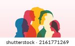 Diversity people and Banner silhouette group of adult people transgender men and women - homosexual - lesbian - gay - heterosexual with rainbow colors. Local and regional culture.