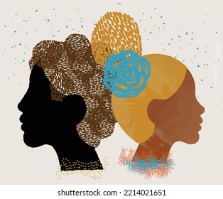 diversity people - black couple - black face man and brown hair - black face woman and blonde hair - back to back
