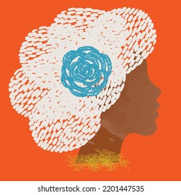 diversity people - black woman face and gray hair vector 