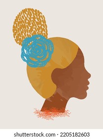 diversity people - black woman face and blonde hair vector