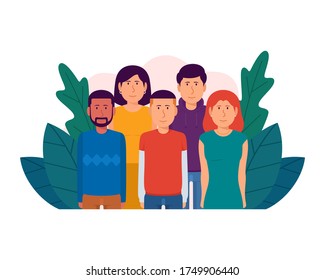 diversity people concept vector illustration with floral background