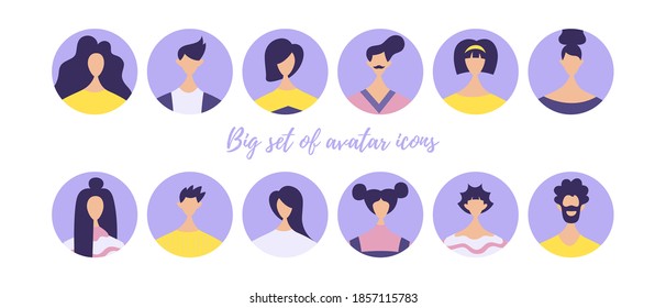 Diversity people group, diverse business men and women avatar icons. Vector flat design illustration of people characters.