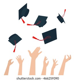 Diversity of People Holding Certificates and Throwing Graduation Caps. Vector