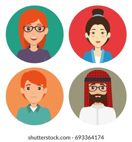 diversity people icon set