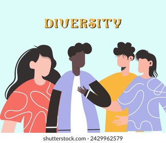 Diversity people illustration vector template teamwork office man and woman with different vibes editable