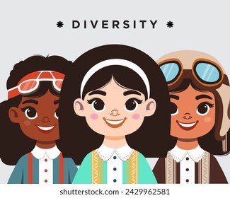 Diversity people illustration vector template teamwork office man and woman with different vibes editable