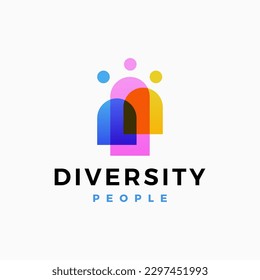 Diversity People Leader Team Work Colorful Overlap Overlapping Color Logo vector Icon Illustration