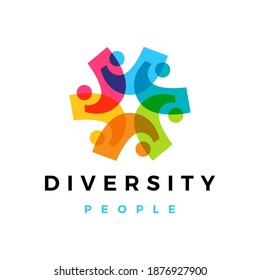 diversity people overlapping color logo vector icon illustration