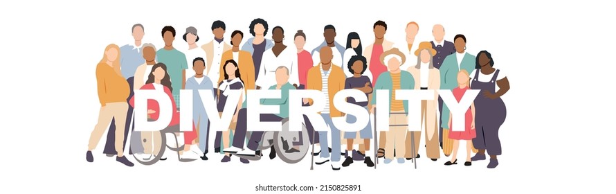 Diversidad. La gente se mantiene unida. Ilustración vectorial plana.