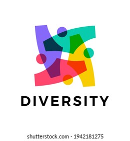 diversity people team family colorful logo vector icon illustration