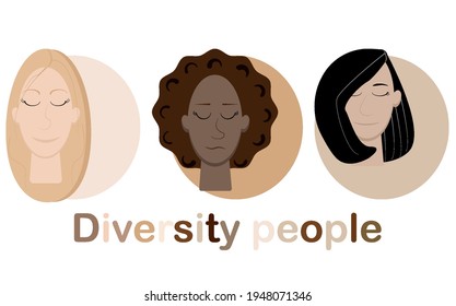 Diversity People Three Young Girls Vector,Illustration
