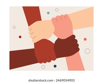 Diversity of people's skin in the world with various backgrounds, vector illustration.