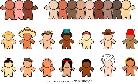 diversity pictograms multicultural pack set illustration in vector format