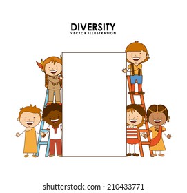diversity of races over white  background vector illustration
