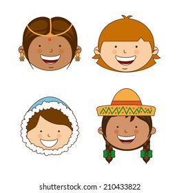 diversity of races over white  background vector illustration