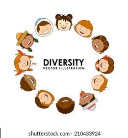 diversity of races over white  background vector illustration