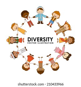 diversity of races over white  background vector illustration