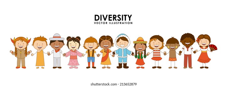 diversity of races over white   background vector illustration