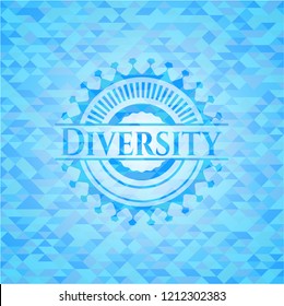 Diversity sky blue emblem with mosaic background