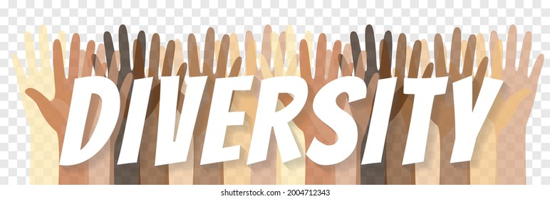 Diversity social community hands vector illustration on transparent background isolated