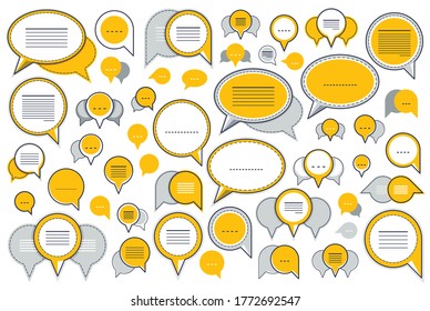 A lot of diversity speech bubbles vector set, different dialog signs geometric flat style, big set.