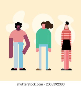 diversity three persons group characters