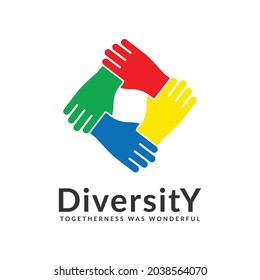 diversity and togetherness logo. people network together hands