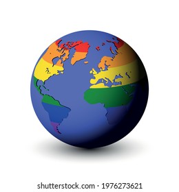 Diversity and tolerance around the world vector illustration isolated on white background. Pride month concept.