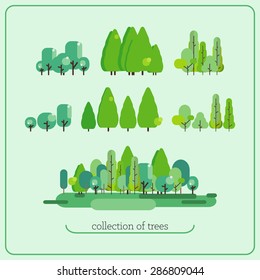 Diversity of trees set, nature collection