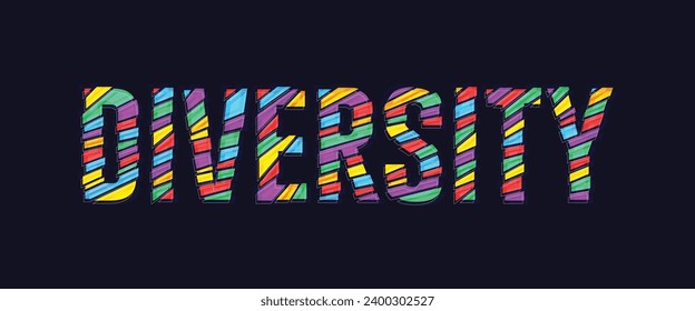 Diversity, typography, concept, social media post, banner, poster, flyer, diverse, society, multiculturalism, Demographic, demography, inclusion, equality, business