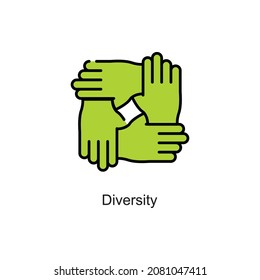 Diversity vector fill outline Icon. Pixel Perfect. For Mobile and Web. stock illustration
