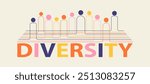 Diversity vector illustration, minimalism geometry design, color banner, poster
