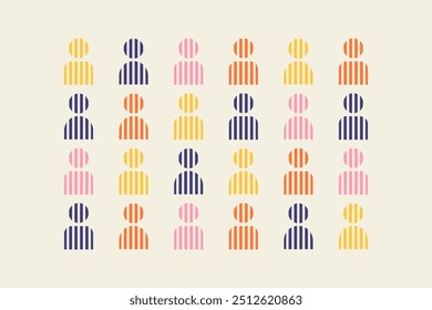 Ilustración vectorial de diversidad, diseño de geometría minimalista, equidad, inclusión, pertenencia, Anuncio de color, cartel