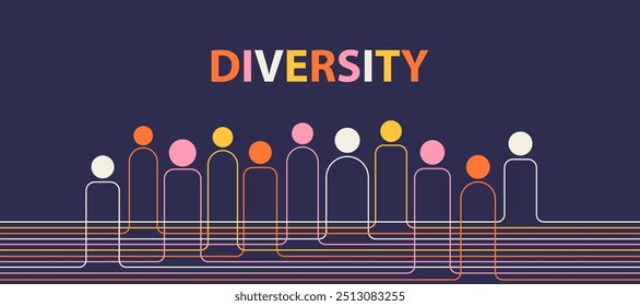 Ilustração de vetor de diversidade, design de geometria de minimalismo, banner de cor, cartaz