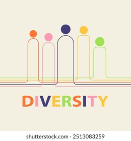 Ilustração de vetor de diversidade, design de geometria de minimalismo, banner de cor, cartaz